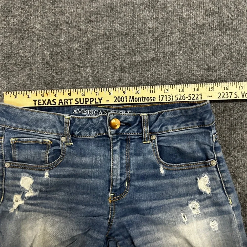 American Eagle Shorts Womens Size 10 Blue Viscose Blend Distressed Raw Hem Denim